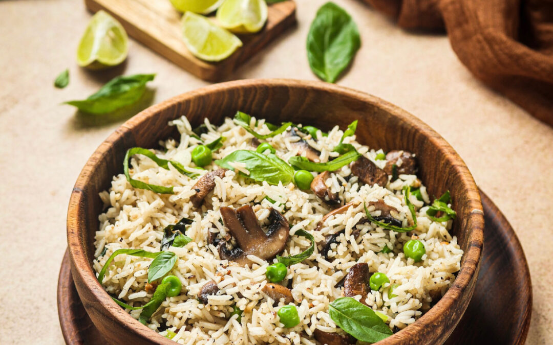 Basil Peas And Mushroom Rice