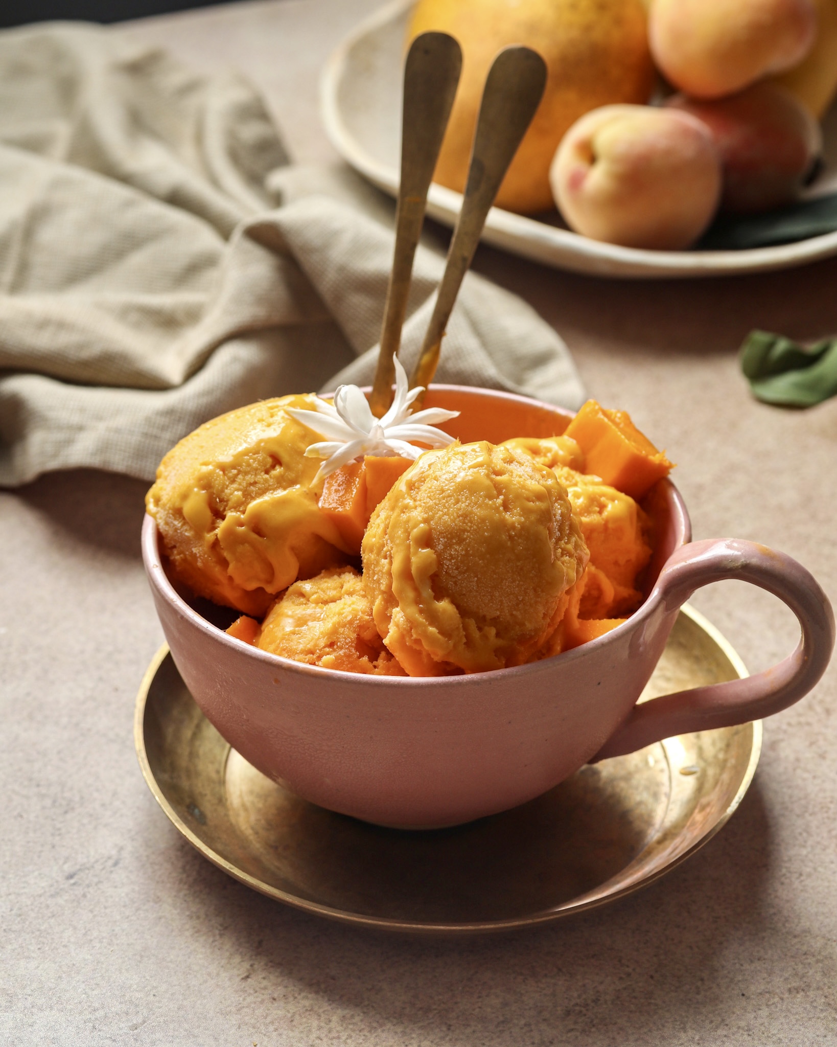 Mango And Peach No Churn Ice Cream - ArpitasFoodPod