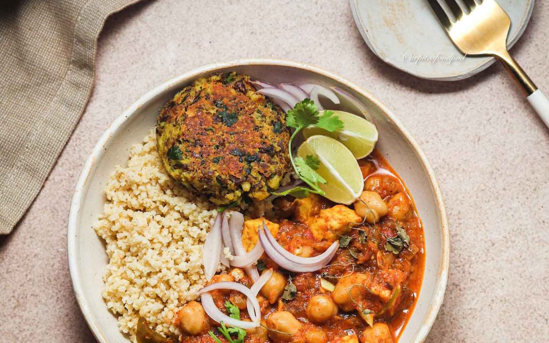 Foxtail Millet Bowl With Chickpea Paneer Curry