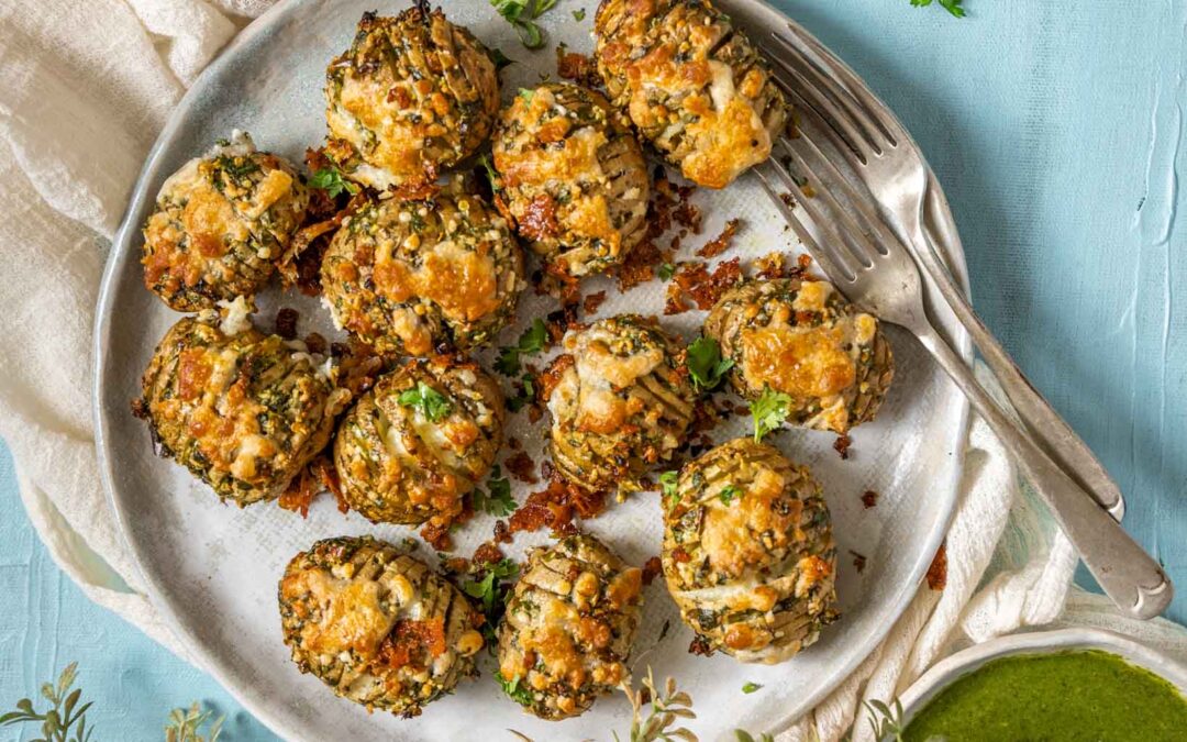 Cheese Chilli Garlic Hasselback Potatoes