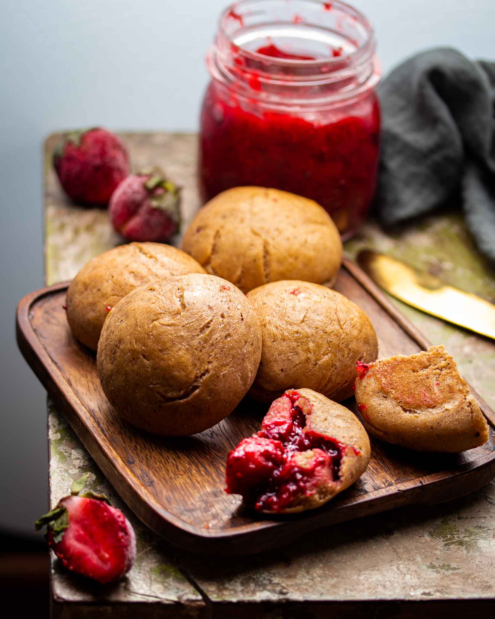 Whole Wheat Jammy Buns