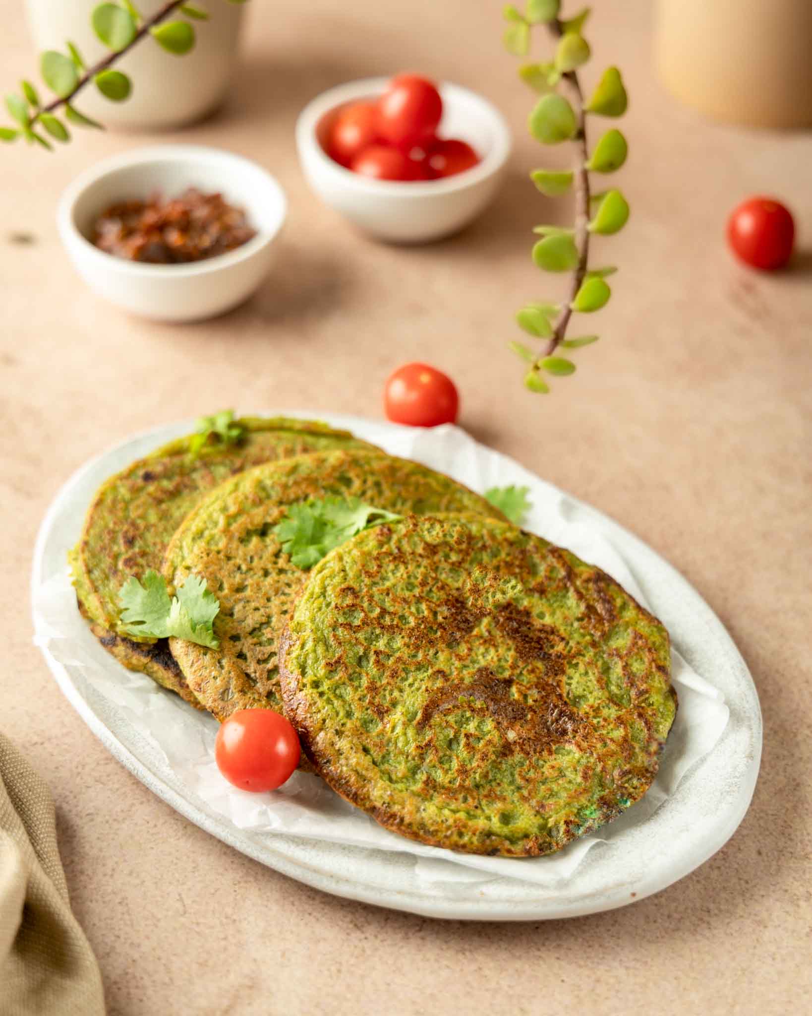 Yellow Moong & Green Chickpeas Savory Pancakes