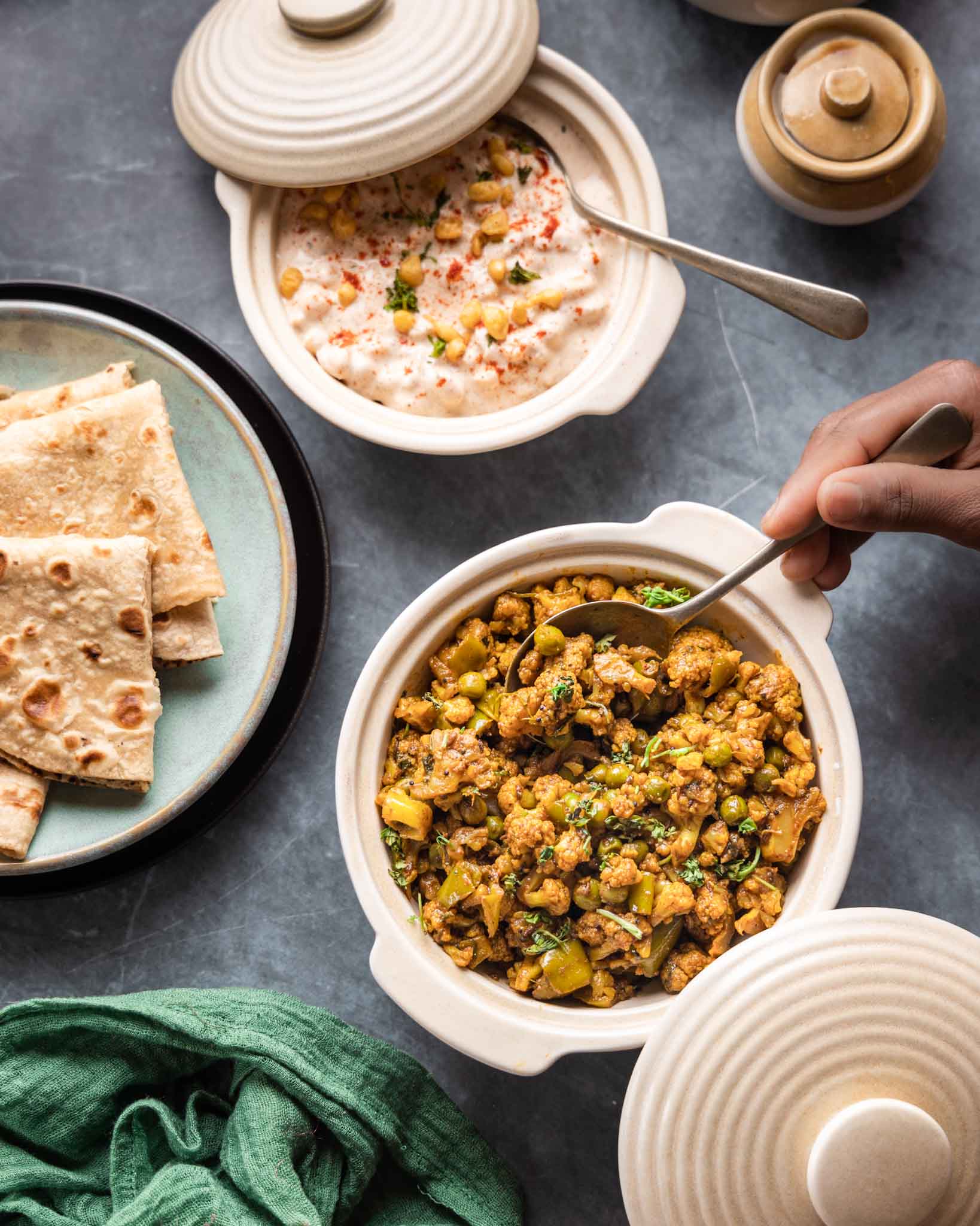 Gobi Matar Shimla Mirch Sabji | Cauliflower Peas Capsicum Stir Fry