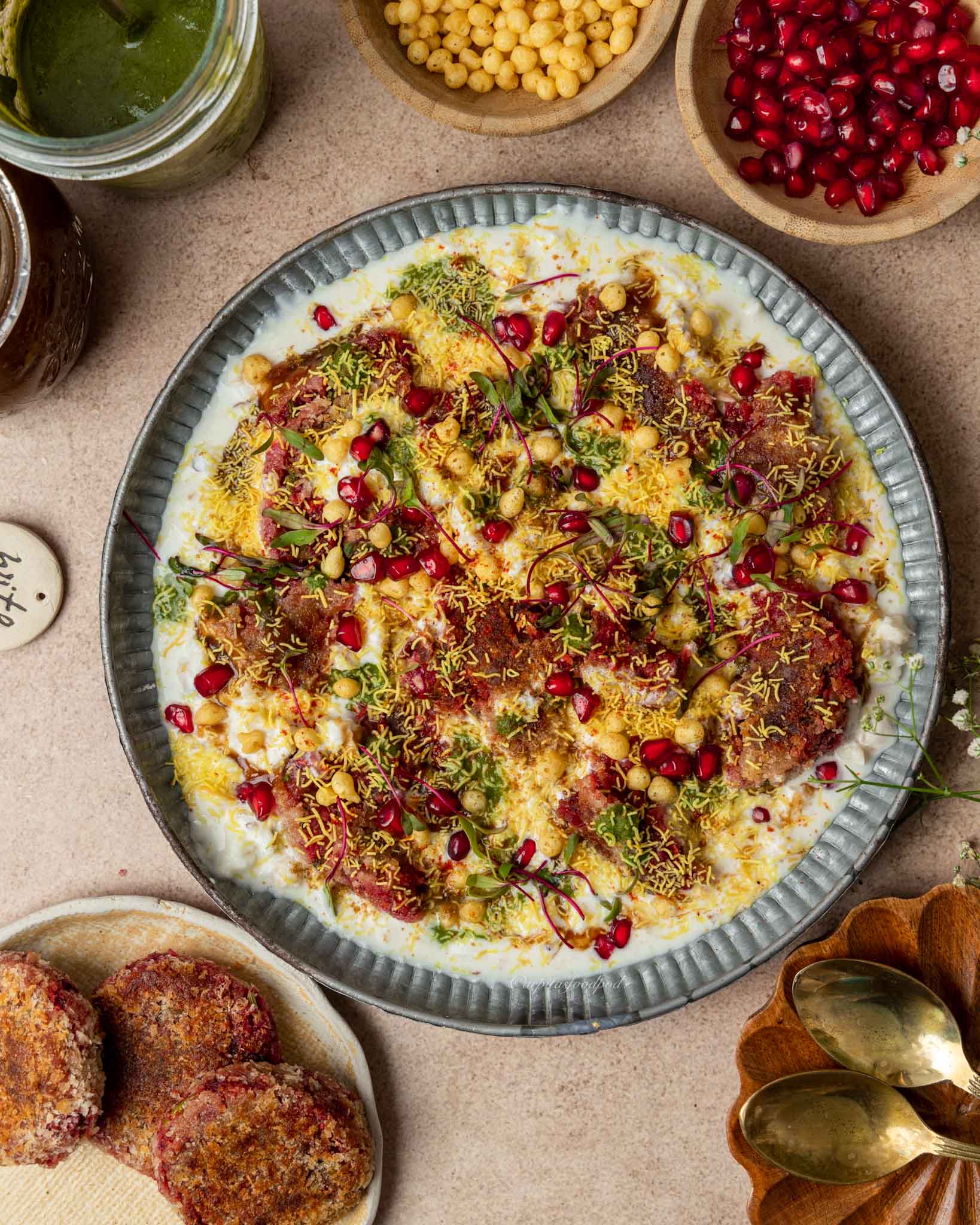 Sweet Potato Beetroot & Carrot Tikki Chaat